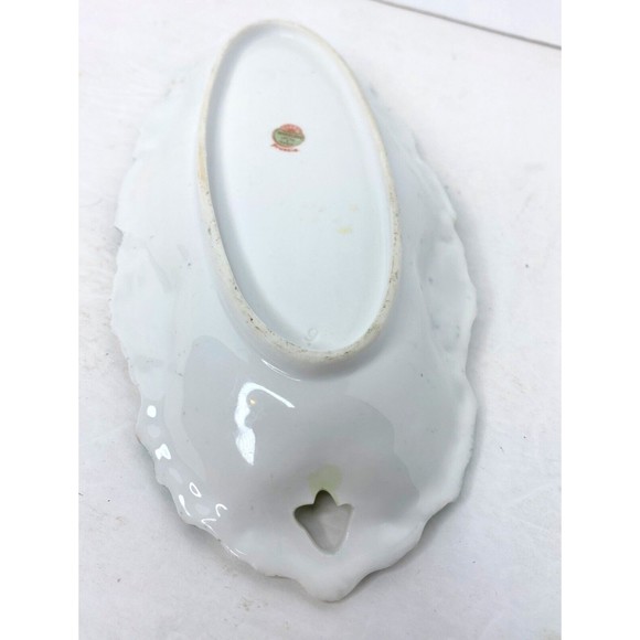 RS Prussia FLORAL 9.5” Dish GREEN ACCENT, Vintage - Picture 11 of 12